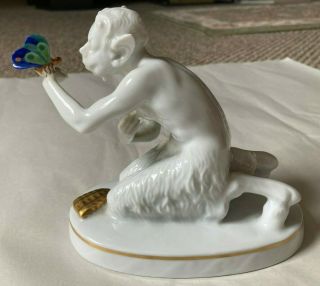 Rare Antique Deco 1912 Rosenthal Selb Porcelain Figurine - Faun With Butterfly