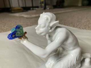 RARE ANTIQUE DECO 1912 ROSENTHAL SELB PORCELAIN FIGURINE - FAUN WITH BUTTERFLY 2