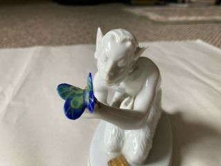 RARE ANTIQUE DECO 1912 ROSENTHAL SELB PORCELAIN FIGURINE - FAUN WITH BUTTERFLY 3