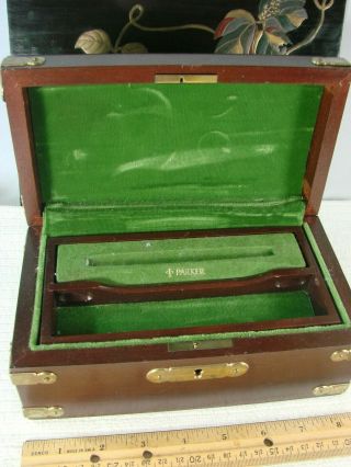 Vintage Parker Pen Wooden Compartment Box Chest Storage Rare