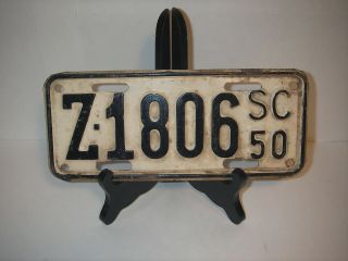 Vintage 1950 South Carolina Small License Plate Tag Motorcycle Z - 1806 Sc Rare