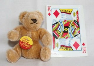 Vintage Miniature Steiff 3“ Mohair Teddy Bear With Tag