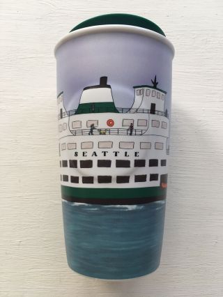 Vintage Starbucks Seattle Ferry Ceramic Tumbler Mug Rare 10 Oz