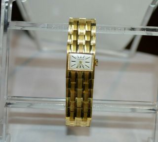 Vintage Ancre 17 Rubis Incabloc Ladies Gold Subway Tile Bracelet Wristwatch