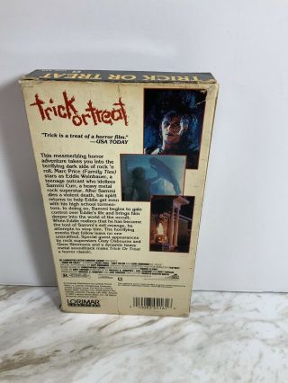 Trick Or Treat 1986 (VHS,  1987) Very Rare Vintage Ozzy Osbourne,  Gene Simmons 2