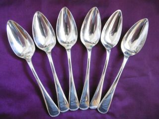 Lovely Set 6 Antique Silver Plated Epns Old English Pattern Grapefruit Spoons