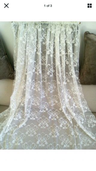 French Vintage Lace White Curtain Panel