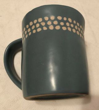 Starbucks Coffee Tea Mug Cup Slate Blue W/ Off - White Polka Dot Rare 14 Oz