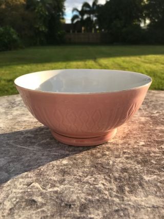 Vintage Chinese Pink Porcelain Large Bowl Signed On Bottom 8 Inches Wide