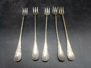 Antique Crown Silver Plate Co.  Oyster Cocktail Forks Set Of 5 6.  5 " Long (b2)