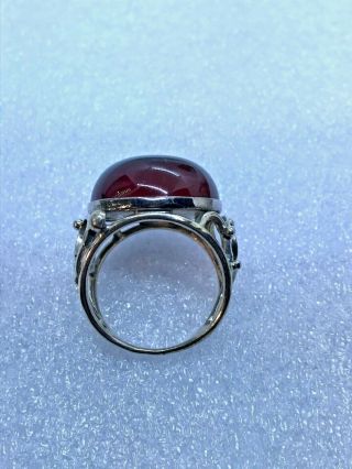 Vintage Rare Dark Red Amber Sterling Silver Ring,  size 11.  5 2