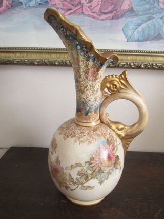 Antique Royal Doulton England Handpainted Porcelain Pitcher Vase Repaired