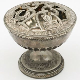 Small Vintage Ornate Silver Plated Rose Bowl Vase :t123