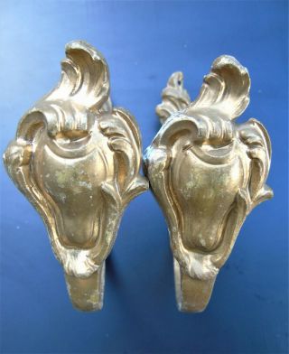 Vintage French Tieback Hooks Gilt Bronze Ormolu 1 Pr Baroque Style Chic Elegant
