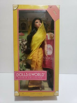 Rare Nrfb 2012 India Barbie Dolls Of The World Pink Label Passport Doll