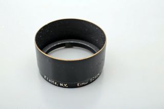Leica Fison Elmar 50mm Leitz Ny 50/3.  5 Lens Black Paint Shade A36 Hood,  Rare