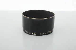 Leica FISON Elmar 50mm Leitz NY 50/3.  5 lens Black Paint shade A36 hood,  RARE 2