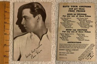 Rare 1920s Exhibit Arcade Card Ben Lyons Silent Film Star Postcard - Vintage