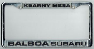 Rare Kearny Mesa California Balboa Subaru Jdm Vintage Dealer License Plate Frame