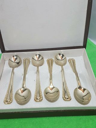 24karat Gold Plated Spoon Italy 6 Spoons In Presentation Box