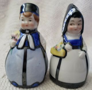 Antique Dutch Couple Boy & Girl Salt & Pepper Shakers