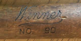 Winner No.  90 Regulation vintage antique baseball bat solid wood 33” 2