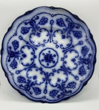Antique Flow Blue Conway Semi Porcelain Wharf Pottery England 9 " Plate