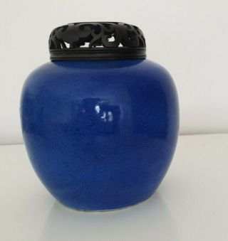 Antique Chinese Blue Glaze Covered Jar Qing Dynasty