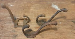 3 X Reclaimed Coat Hooks Cast Iron Vintage Antique
