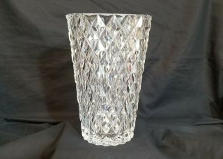 Vintage Val St.  Lambert Crystal Vase,  Signed 9 " H