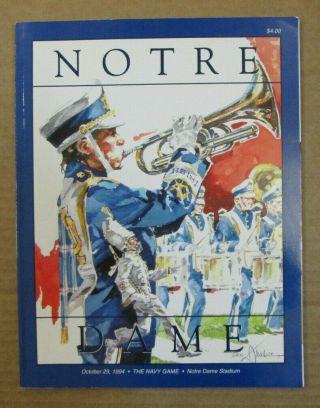 Vintage Ncaa Football Program Notre Dame Vs Navy On October 29,  1994 Rare