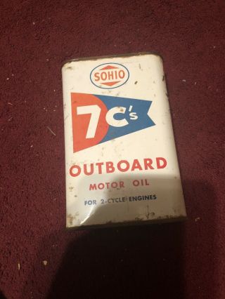 Rare Sohio 7c Outboard Motor Oil Can