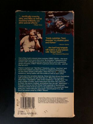 Street Trash VHS Lightning Video Rare OOP HTF Gore Horror Splatter 1987 2