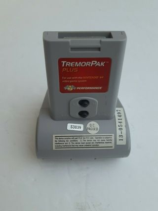 Performance Nintendo 64 N64 Tremor Pak Pack Plus With Battery Cover Rare