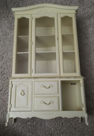 Vintage Ivory Barbie Furniture - Two Piece Dining Room Hutch