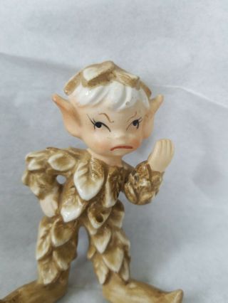 Vintage Pixie Elf Japan 1950s Rare With Leaves Christmas