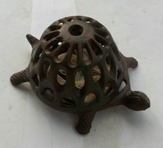 Rare Vintage 6 " Turtle Cast Iron Spool Thread String Holder Sewing Figurine Look