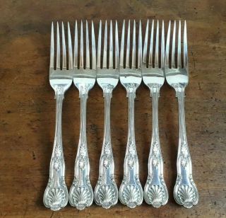 6 Large Vintage Silver Plate Kings Pattern Dining Forks
