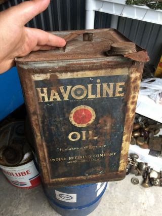 Vintage Early Rare Havoline 5 Gallon Oil Can Indian Refining Co.  York City