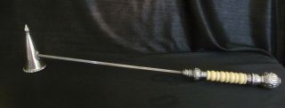 Vintage Candle Snuffer Silver Plate Ornate Handle 16 " Long