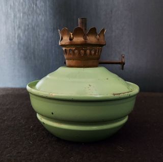 Vintage Kelly Nursery Oil Lamp,  Weighted Base,  Green,  No Shade