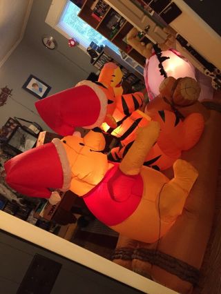 Rare 8’ Disney Tigger Pooh Eeyore Christmas Gemmy Inflatable Airblown W/Box 2