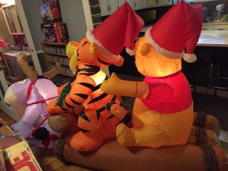 Rare 8’ Disney Tigger Pooh Eeyore Christmas Gemmy Inflatable Airblown W/Box 3