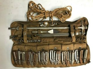 Wwii Era Us Aaf Army Air Force Type D - 1 Airplane Mooring Kit W/canvas Case Rare