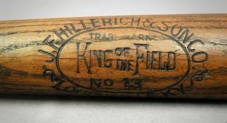 Rare 1911 J.  F.  Hillerich & Son Baseball Bat " King Of The Field " Model 13