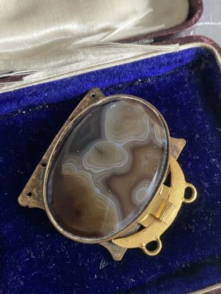 Vintage Antique Victorian Scottish,  Agate Stone Jewellery Fasten Finding