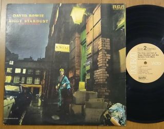 Rare Glam Rock Lp David Bowie Rise And Fall Ziggy Stardust Tan Label Reissue