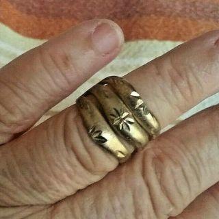 Etched Antique Art Deco Sterling Silver Ring Designer Signed Size 6