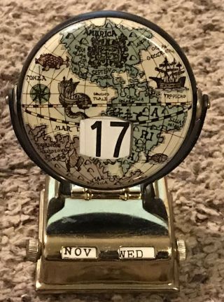 Vintage 1960’s Antique Map Metal Flip Perpetual Calendar