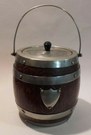 Oak Biscuit Barrel / Banded / Cookie Jar